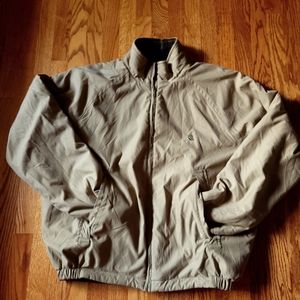 Vintage 90's Nautica Beige and Plaid Blue Green Reversible Jacket Size XL.